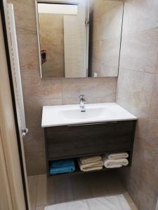米兰Rogoredo Milan Apartments的一间带水槽和镜子的浴室