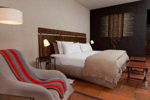 圣佩德罗·德·阿塔卡马Nayara Alto Atacama的配有一张床和一把椅子的酒店客房