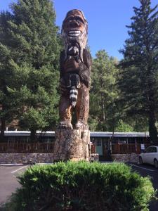 鲁伊多索斯马克木屋旅馆的停车场内熊雕像