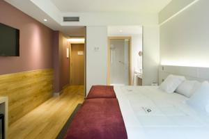 米兰达德埃布罗塞尔科蒂尔城·德米兰达酒店的一间卧室配有一张大床和一台平面电视