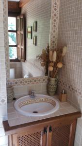 TrescaresLAS VILLAS DEL PONTON的一间带水槽和镜子的浴室