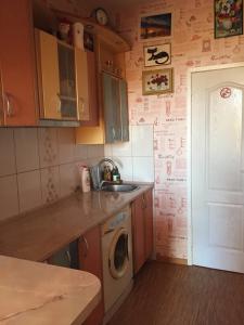 克拉斯拉瓦Krāslava City Apartment的厨房配有水槽和洗衣机