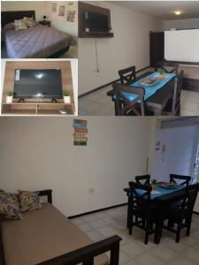 拉里奥哈Departamento Centro的带沙发、桌子和电视的客厅