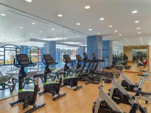 科斯塔卡玛H10汀达亚旅馆的拥有许多跑步机和椭圆机的健身房