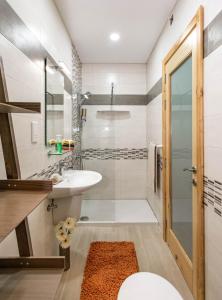 TarxienKikka B&B的带淋浴、盥洗盆和卫生间的浴室