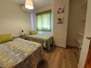 马拉加马拉加火车主站格沃公寓的客房设有两张床和窗户。