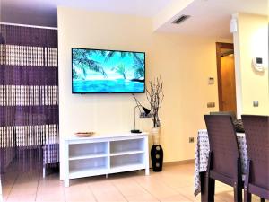 罗列特海岸略雷特海滩公寓 的客厅设有壁挂式平面电视。