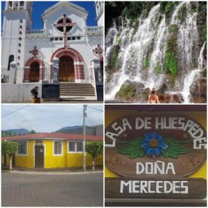 JuayúaHostal Doña Mercedes的教堂和瀑布图片的拼合