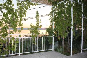 斯维蒂尤拉伊Apartments Lidija的树木繁茂的院子中的白色围栏