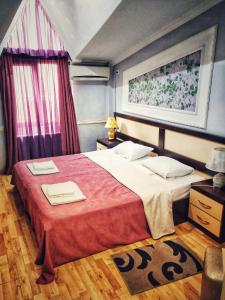 库塔伊西欧罗巴住宿加早餐酒店的一间卧室配有一张带红色毯子的大床