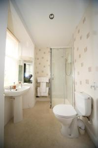 坎贝尔城戴尔伍德酒店的浴室配有卫生间、盥洗盆和淋浴。