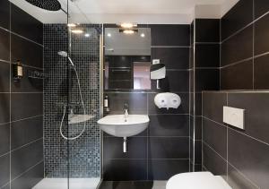 维琪奥港霍利泽酒店的一间带水槽、淋浴和卫生间的浴室