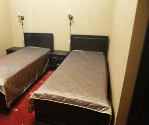 苏呼米DzhaNat Hotel的一间设有两张床和两个床头柜的房间