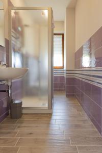 MassignanoB&B Alba sul Mare的一间带水槽和玻璃淋浴间的浴室