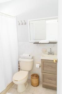 普拉亚卡门Che Suites Playa Adults Only的白色的浴室设有卫生间和水槽。