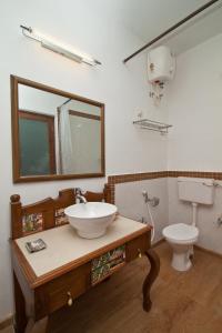 帕纳吉阿伯里格博特略旅馆的一间带水槽、卫生间和镜子的浴室