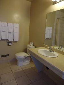 桑德贝京士威旅馆的一间带卫生间、水槽和镜子的浴室