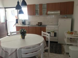 奥利布岛Apartment Milin的厨房配有白色桌子和白色冰箱。