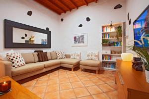 MáguezEco Casa Atalaya的带沙发和书架的客厅