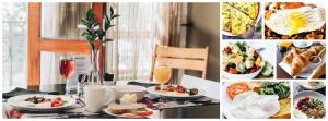 开普敦湾花旅馆的一张桌子上的食物和饮料图片的拼贴