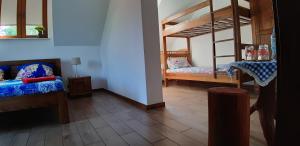 MyszyniecZagroda Jakubka的一间客房内配有两张双层床的房间
