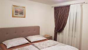 弗尔萨尔Apartments Antolović的卧室内的一张带两个枕头的床