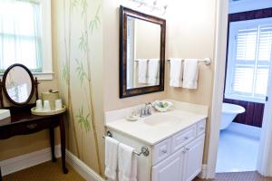 泰比岛DeSoto Beach Bed and Breakfast的一间带水槽和镜子的浴室