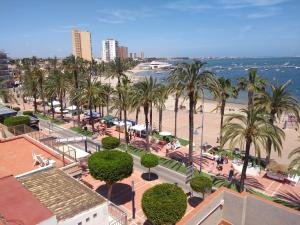 圣地亚哥德拉里贝拉萨尔瓦多圣马力诺酒店的享有棕榈树海滩和大海的景色