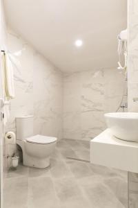 鲁塞Hotel Central的白色的浴室设有卫生间和水槽。