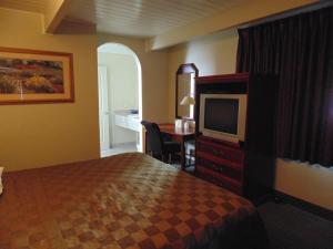 伯克利海滨酒店的酒店的客房 - 带一张床、一台电视和一张书桌