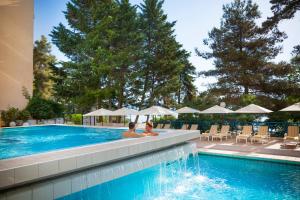 洛夫兰Hotel Excelsior - Liburnia的两人坐在度假村的游泳池里