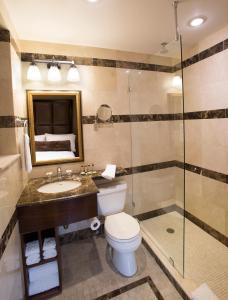 纽约曼哈顿菲茨帕特里克酒店的浴室配有卫生间、盥洗盆和淋浴。