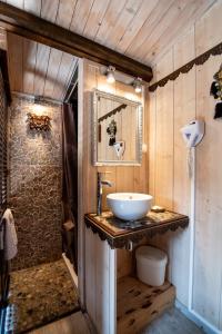 拉卡诺VILLA ZENITH Hostel - LA MAISON的一间带水槽、镜子和淋浴的浴室