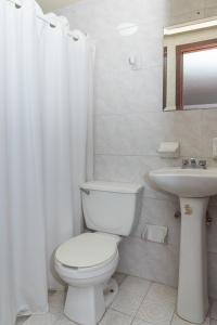 韦拉克鲁斯Hotel Santander Veracruz - Malecon的白色的浴室设有卫生间和水槽。