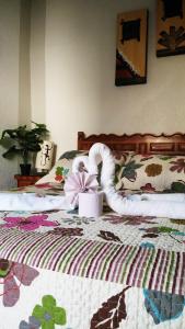 尧特佩克科罗尼尔酒店的床上有天鹅装饰