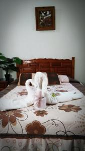尧特佩克科罗尼尔酒店的床上用毛巾制成的两天鹅