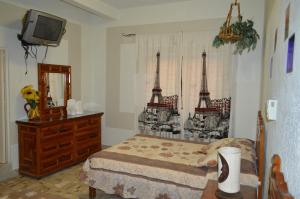尧特佩克科罗尼尔酒店的一间卧室配有一张床、梳妆台和电视。