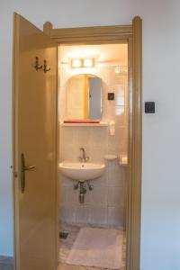佐洛卡罗斯Rózsa Apartman Zalakaros的一间带水槽和镜子的浴室