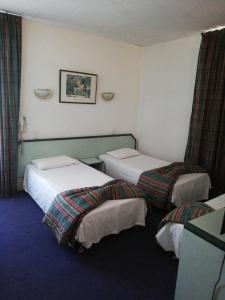 卢尔德迪讷韦尔酒店的一间酒店客房,房间内设有两张床