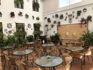 科尔多瓦洛斯法罗乐思酒店的配有桌椅和植物的房间