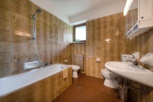 布拉伊埃斯Ringlerhof的带浴缸、卫生间和盥洗盆的浴室
