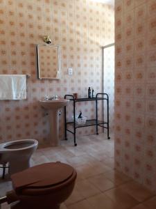 欧鲁普雷图Casa Vermelha的一间带卫生间和水槽的浴室