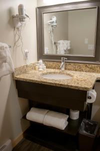 沃特顿公园阿斯彭村庄酒店的一间带水槽和镜子的浴室