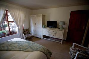 逊邱伦Inyameko BnB的一间卧室配有一张床、梳妆台和电视。