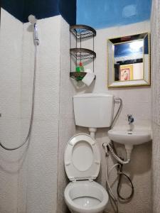 伯利恒Bunksurfing Hostel的一间带卫生间和水槽的浴室