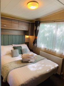 爱丁堡Moselle at Seton Sands Edinburgh的一间卧室设有两张床和窗户。