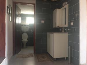 AlsiraKhan Alsira - חאן אלסרה的一间带卫生间、水槽和镜子的浴室