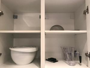 诺托登Notodden Sentrum Apartment NO 1的带白色卫生间的厨房