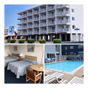 大洋城Beachcomber Motel的酒店客房,设有游泳池和酒店