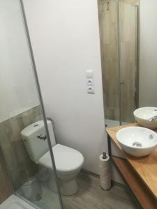 格里兹鲍Moka的浴室配有卫生间、盥洗盆和淋浴。